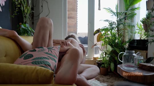 Lesbian · Real couple daytime couch sex after a quiet moment at home · clip 6